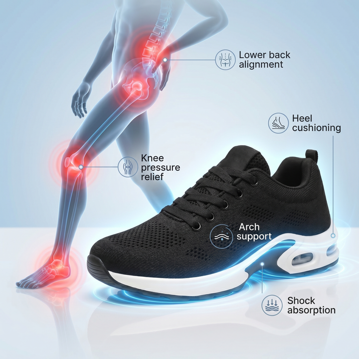 Orthora Pro — 12-Stunden-Schuh für ganztägige Linderung von Fuß-, Knie- und Rückenschmerzen